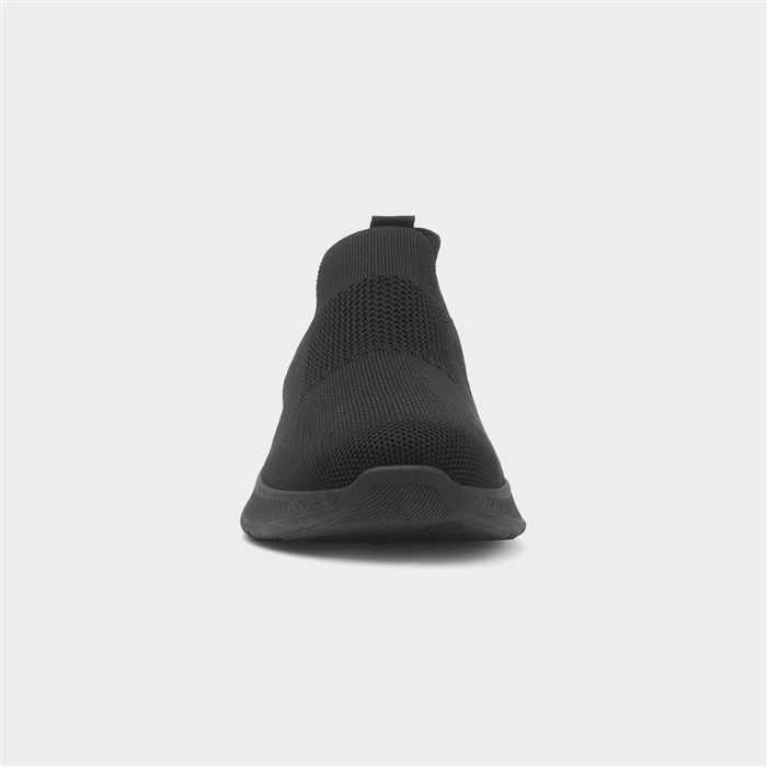 Mens Black Knitted Slip On Casual Shoe