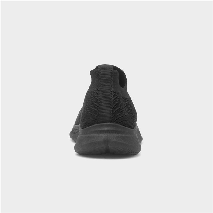 Mens Black Knitted Slip On Casual Shoe