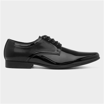 Mens Black Patent Lace Up Shoe