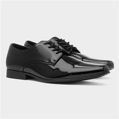 Mens Black Patent Lace Up Shoe