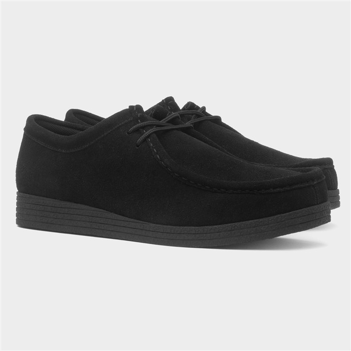 Mens Wallabee Black Suede Lace Up Shoe