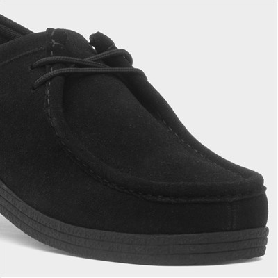 Mens Wallabee Black Suede Lace Up Shoe