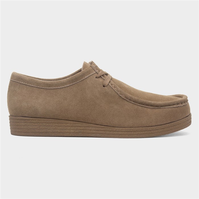 Mens Ecru Wallabee Suede Lace Up Shoe