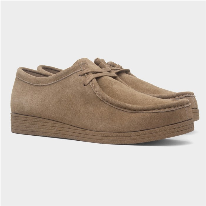 Mens Ecru Wallabee Suede Lace Up Shoe
