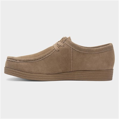 Mens Ecru Suede Lace Up Shoe