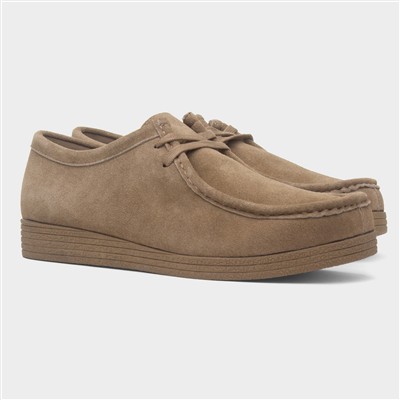 Mens Ecru Suede Lace Up Shoe