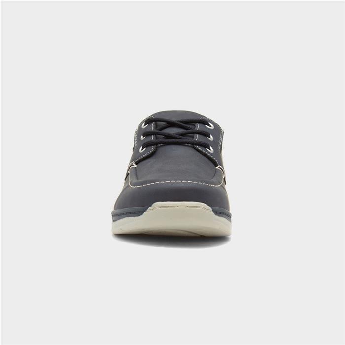 Harlan Mens Navy Lace Up Boat Shoe