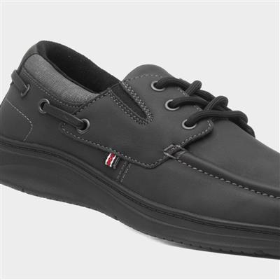 Harlan Mens Black Boat Shoe