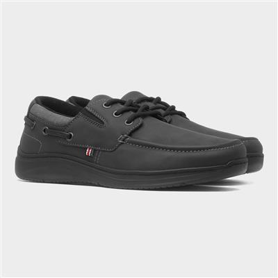 Harlan Mens Black Boat Shoe