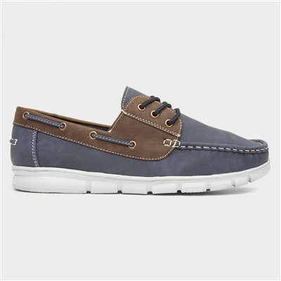 Ant Mens Navy & Brown Boat Shoe