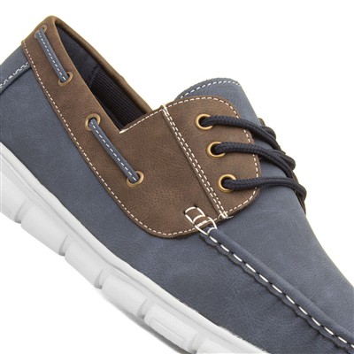 Ant Mens Navy & Brown Boat Shoe