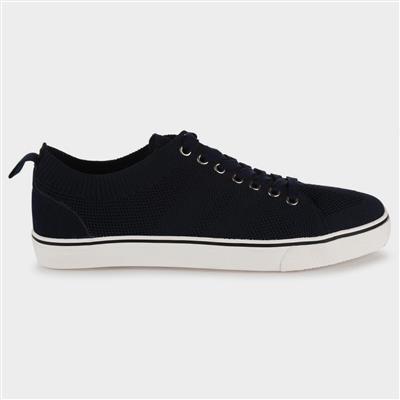 Knitted Mens Navy Lace Up Casual Shoe