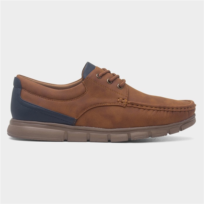 Stephen Mens Dark Tan Boat Shoe
