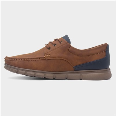 Stephen Mens Dark Tan Boat Shoe