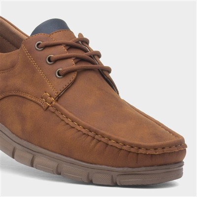 Stephen Mens Dark Tan Boat Shoe