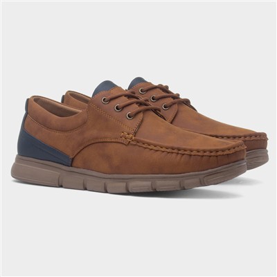 Stephen Mens Dark Tan Boat Shoe