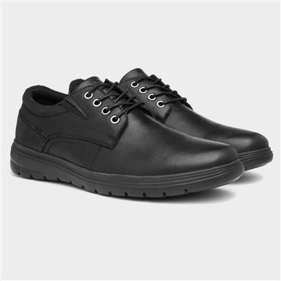 Hush Puppies Triton Mens Black Leather Shoe-520385 | Shoe Zone