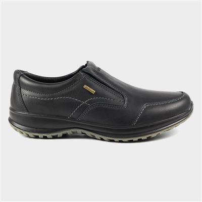 Melrose Mens Black Leather Slip On Shoe