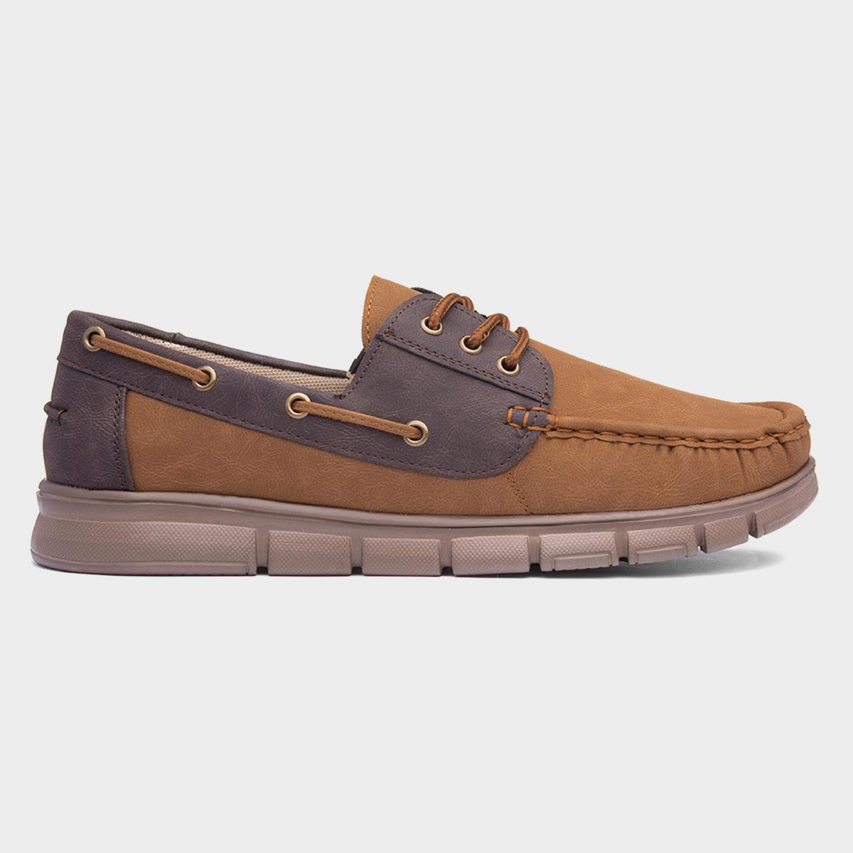 Ant Mens Tan Casual Boat Shoe