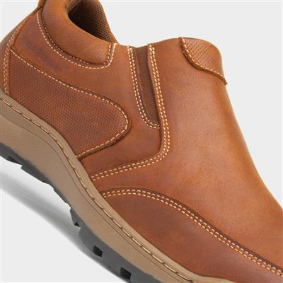 Jasper Mens Tan Leather Slip On Shoe