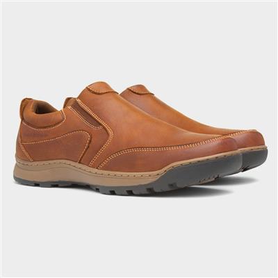 Jasper Mens Tan Leather Slip On Shoe