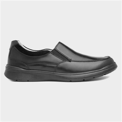 Grant Mens Leather Black Slip On Shoe