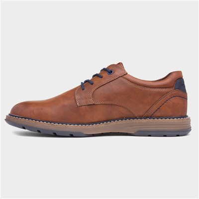 Mikey Mens Tan Lace Up Wide Fit Shoes