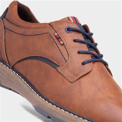 Mikey Mens Tan Lace Up Wide Fit Shoes