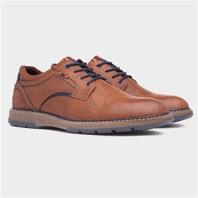 Mikey Mens Tan Lace Up Wide Fit Shoes