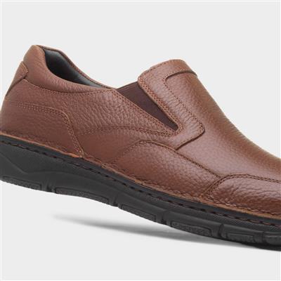 Abe Mens Tan Slip On Leather Shoe