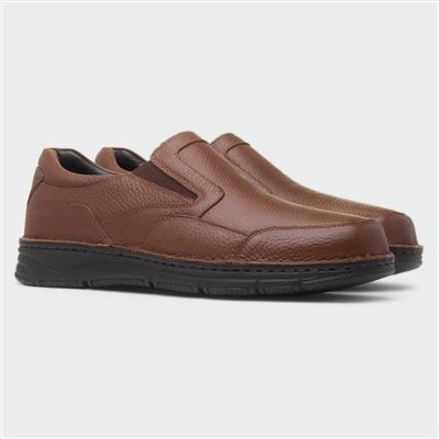 Abe Mens Tan Slip On Leather Shoe