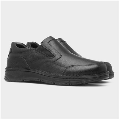 Abe Mens Black Slip On Leather Shoe