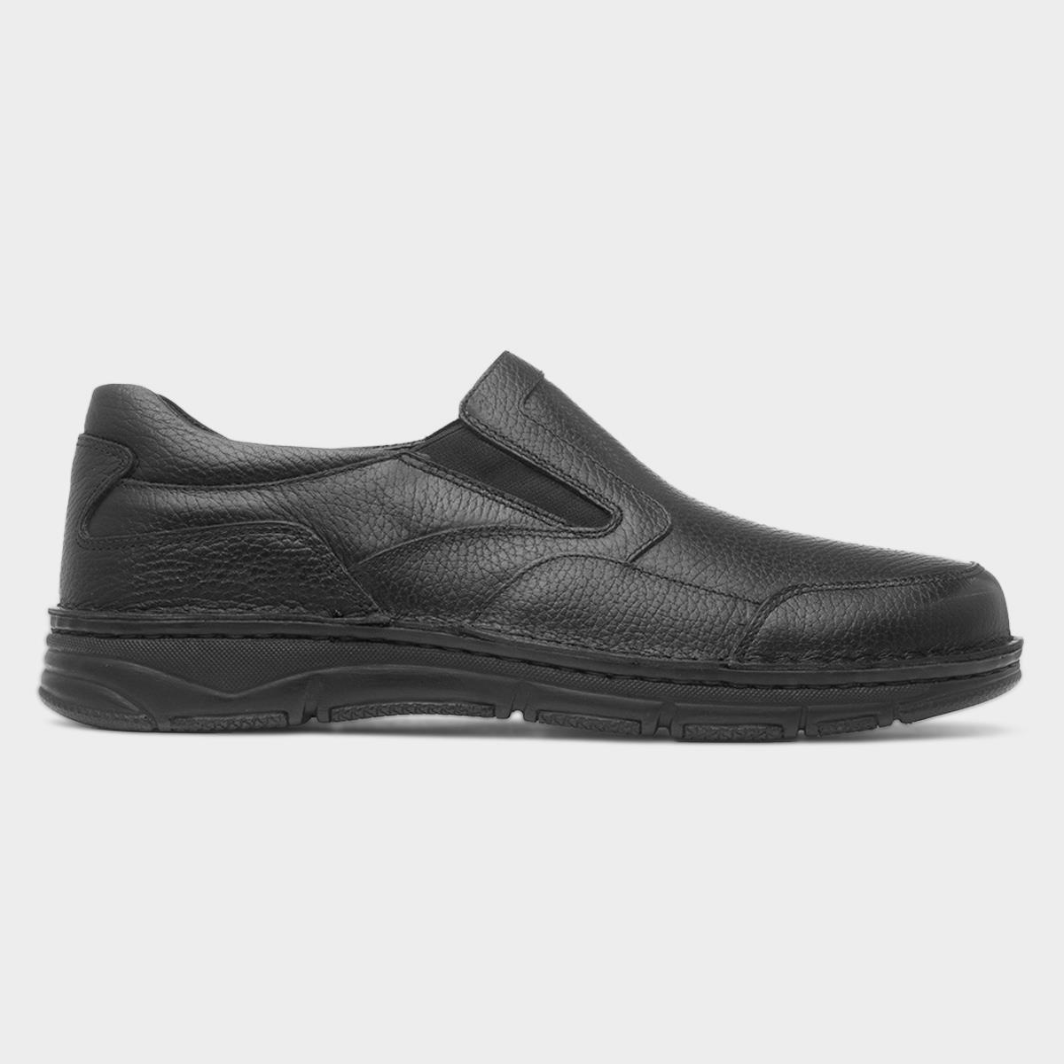 Abe Mens Black Slip On Leather Shoe
