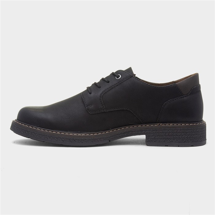 John Mens Black Lace Up Wide Fit Shoe