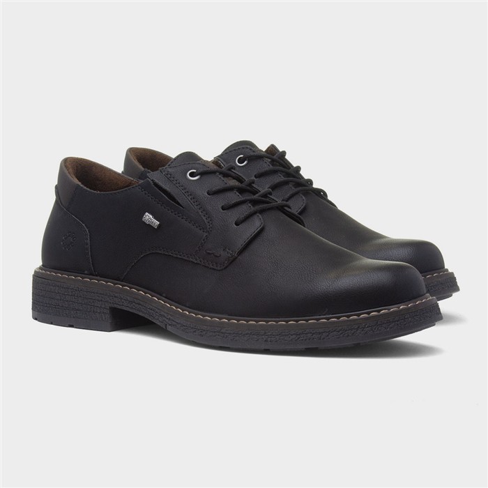 John Mens Black Lace Up Wide Fit Shoe