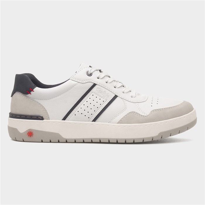 Leon Mens White Wide Fit Lace Up Shoe