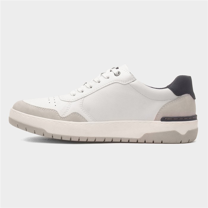 Leon Mens White Wide Fit Lace Up Shoe