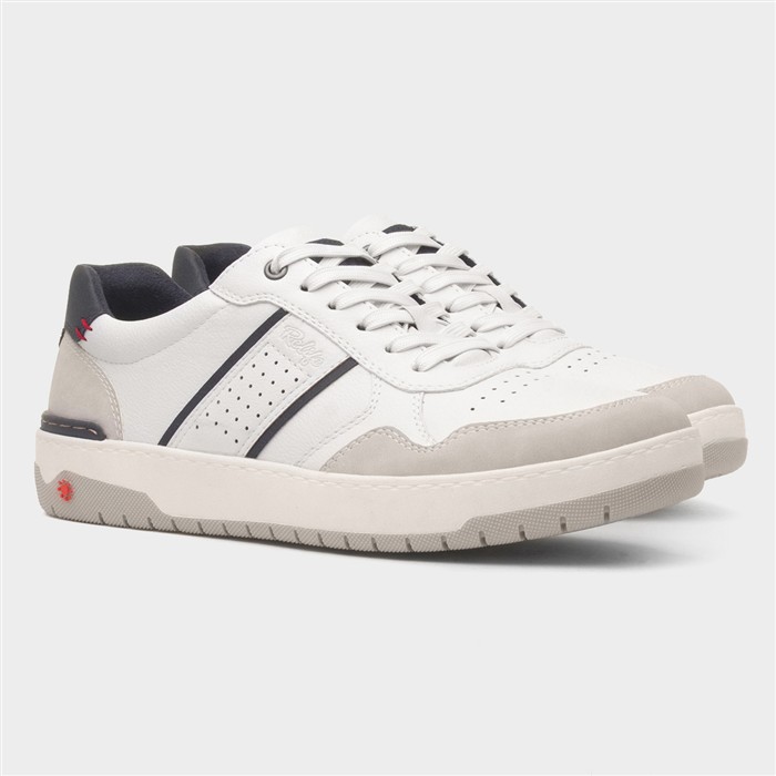 Leon Mens White Wide Fit Lace Up Shoe