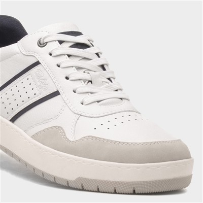 Leon Mens White Wider Fit Lace Up Shoe