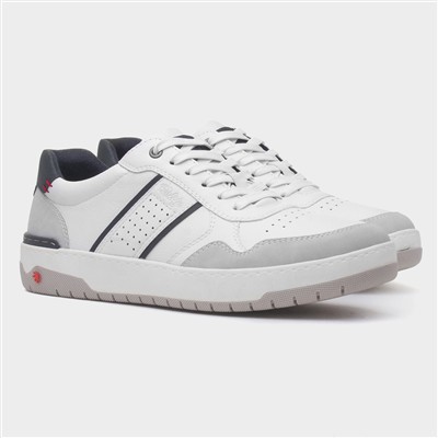 Leon Mens White Wider Fit Casual Shoe
