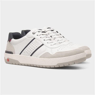 Leon Mens White Wider Fit Lace Up Shoe