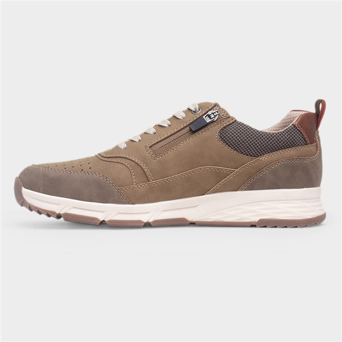 Nicholas Mens Taupe Casual Lace Up Shoe