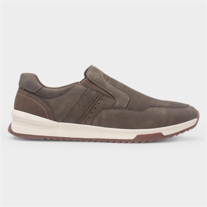 Robbie Mens Taupe Slip On Casual Shoe