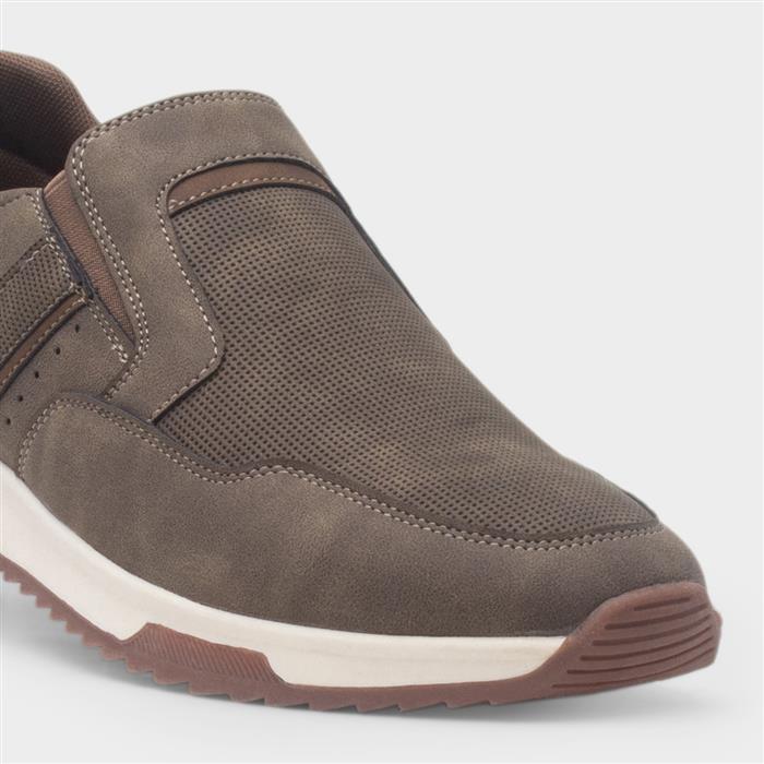 Robbie Mens Taupe Slip On Casual Shoe