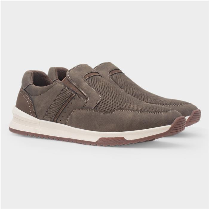 Robbie Mens Taupe Slip On Casual Shoe
