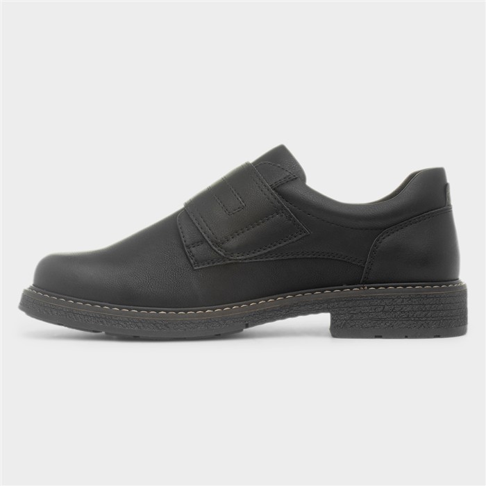 Jason Mens Black Easy Fasten Wide Fit Shoe