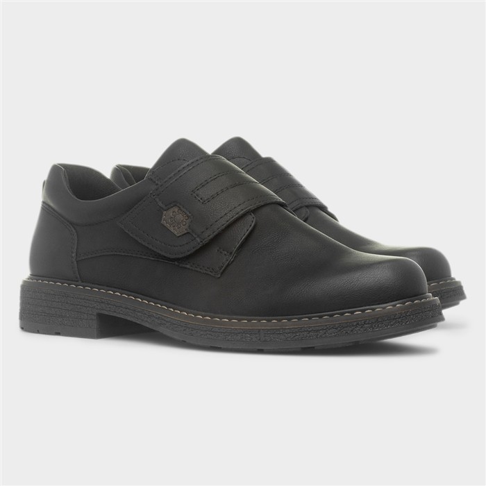 Jason Mens Black Easy Fasten Wide Fit Shoe