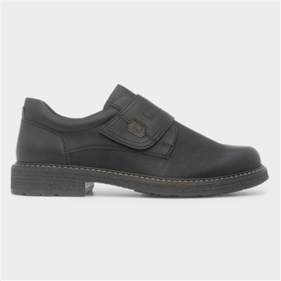 Jason Mens Black Easy Fasten Wide Fit Shoe