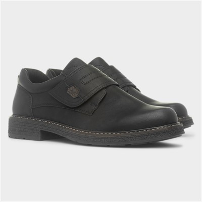 Jason Mens Black Easy Fasten Wide Fit Shoe