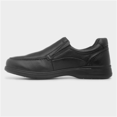 Baron Mens Black Slip On Leather Shoe